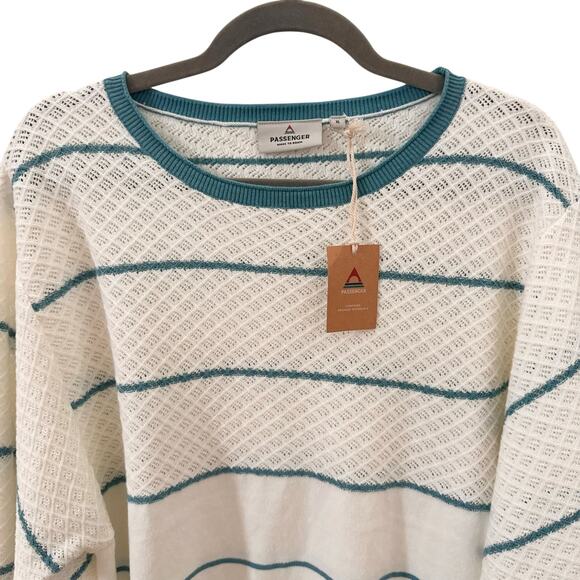 NWT Passenger Clothing Migrate Organic Knitted Jumper Sweater Blue Stripe XL - Picture 4 of 12